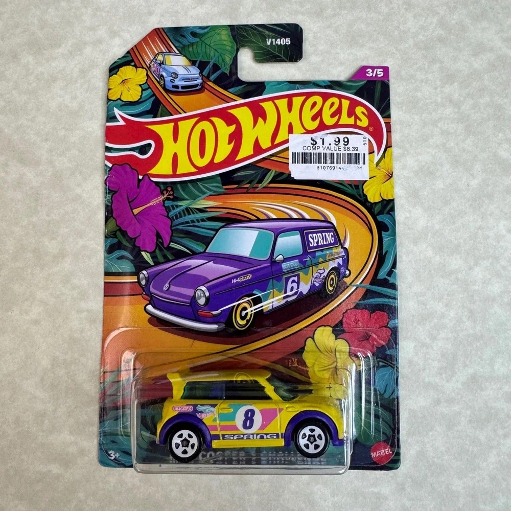 Hot Wheels Mini‎ Cooper S Challenge 3/5 V1405 Yellow Purple 2022 Spring Series